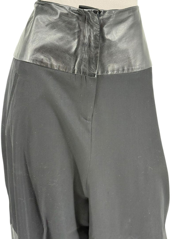 Ivan Grundahl Black Leather & Wool Wide-Leg Culottes – EU 38