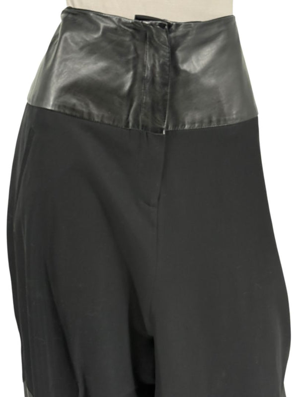 Ivan Grundahl Black Leather & Wool Wide-Leg Culottes – EU 38
