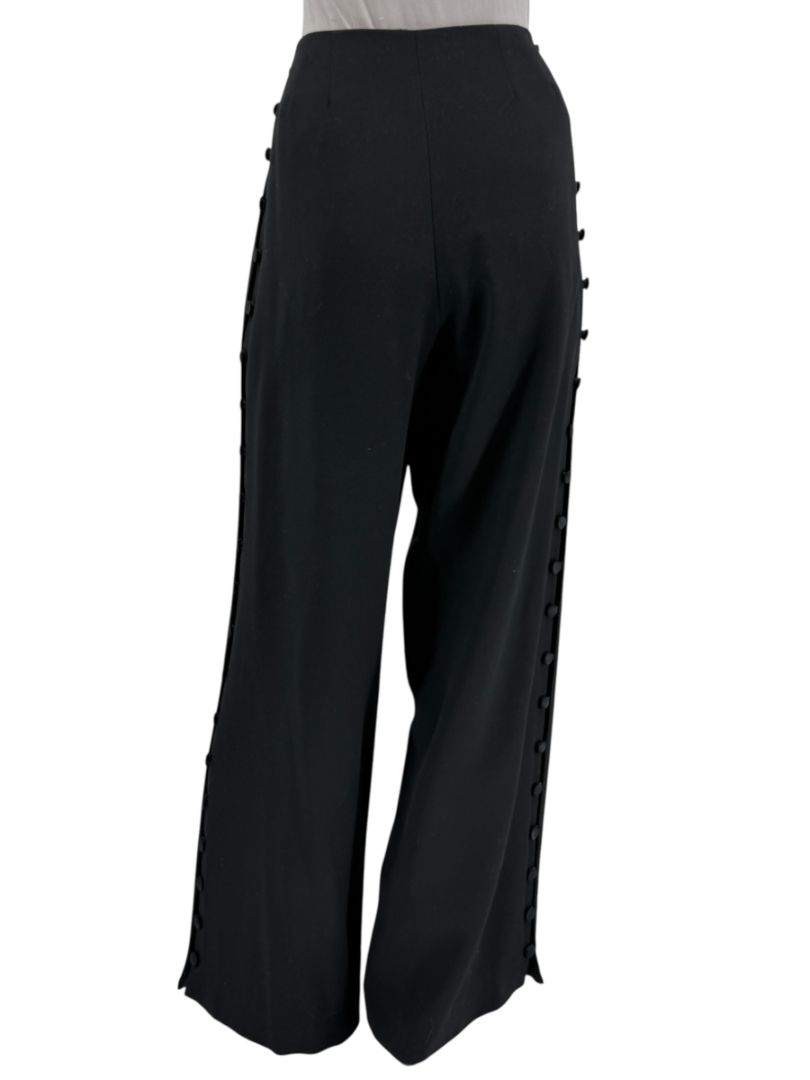 David Rodriguez Black Button-Detail Wide-Leg Pants – Size 12