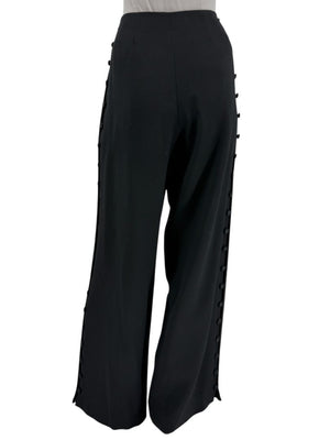 David Rodriguez Black Button-Detail Wide-Leg Pants – Size 12