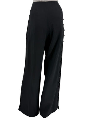 David Rodriguez Black Button-Detail Wide-Leg Pants – Size 12