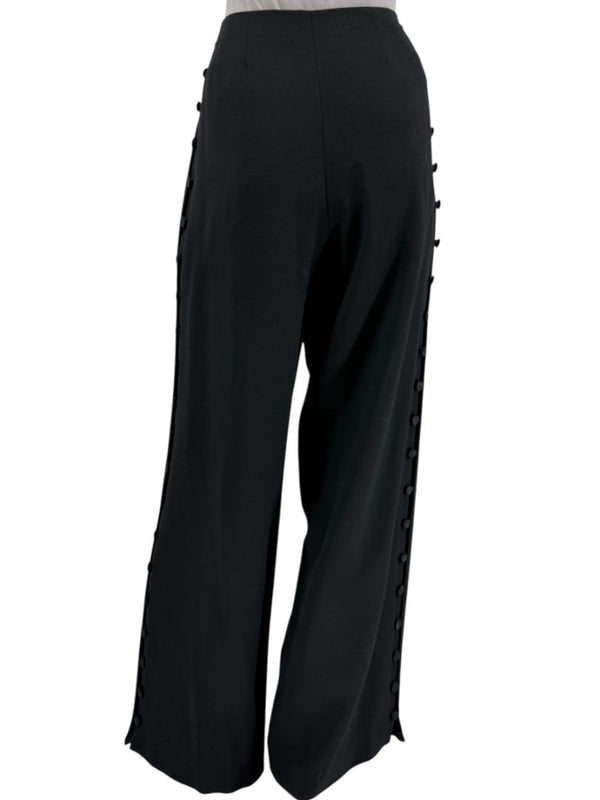 David Rodriguez Black Button-Detail Wide-Leg Pants – Size 12