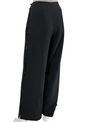 David Rodriguez Black Button-Detail Wide-Leg Pants – Size 12