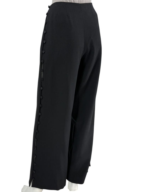 David Rodriguez Black Button-Detail Wide-Leg Pants – Size 12