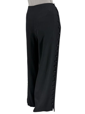 David Rodriguez Black Button-Detail Wide-Leg Pants – Size 12