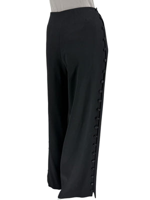 David Rodriguez Black Button-Detail Wide-Leg Pants – Size 12
