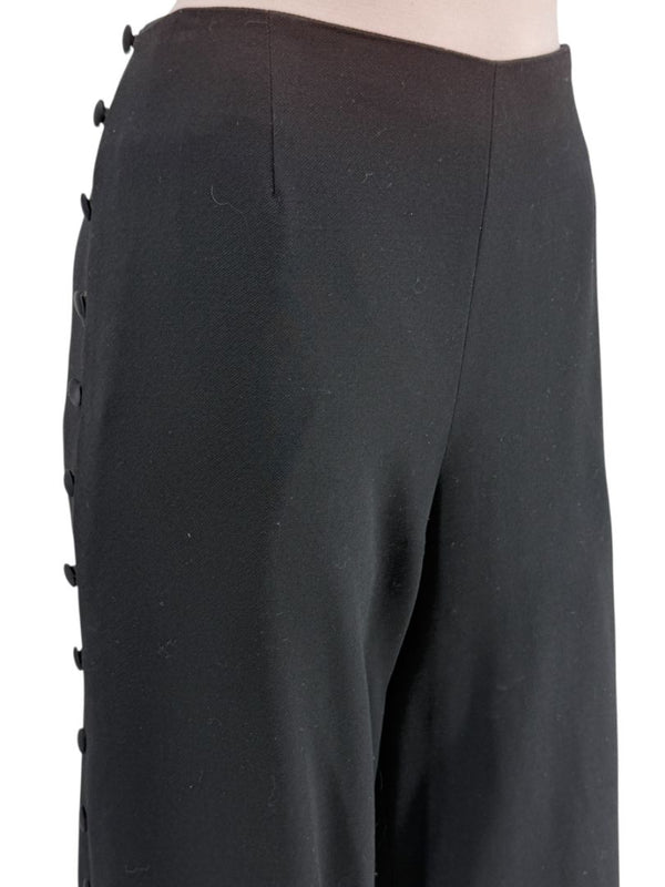 David Rodriguez Black Button-Detail Wide-Leg Pants – Size 12