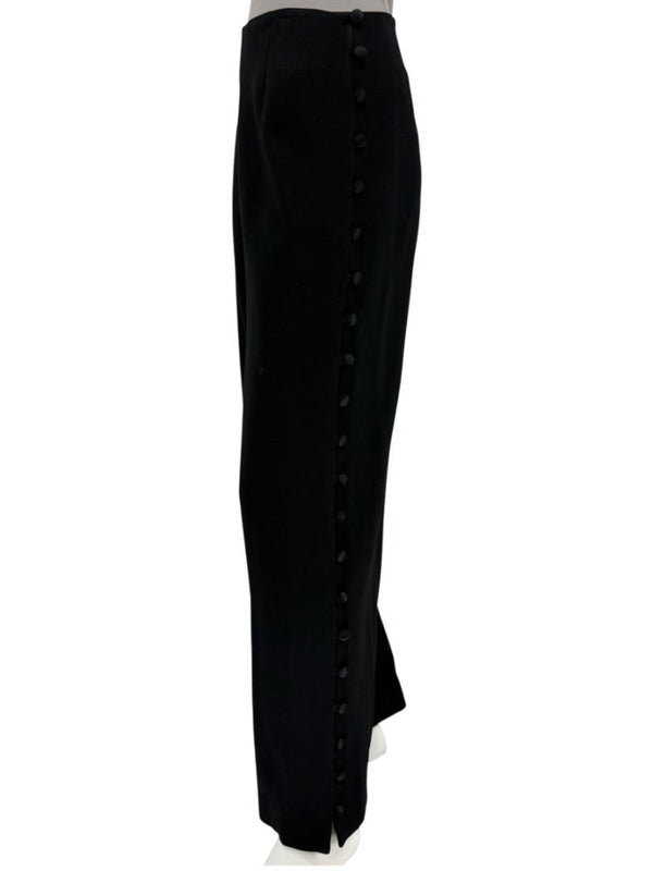 David Rodriguez Black Button-Detail Wide-Leg Pants – Size 12