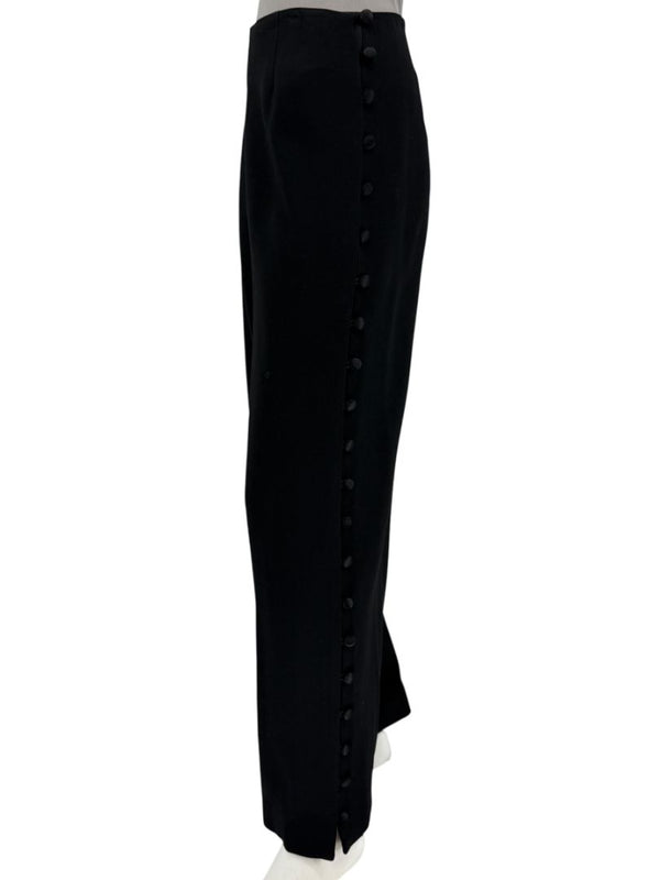 David Rodriguez Black Button-Detail Wide-Leg Pants – Size 12