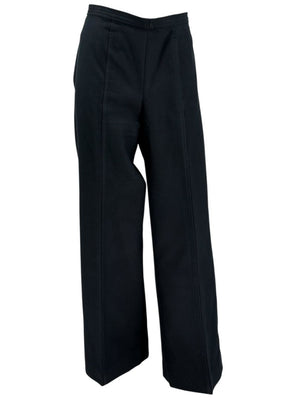 Escada Black Virgin Wool Wide-Leg Trousers – Size 42