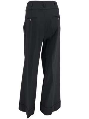Dolce & Gabbana Black Wide-Leg Cuffed Trousers – IT 46