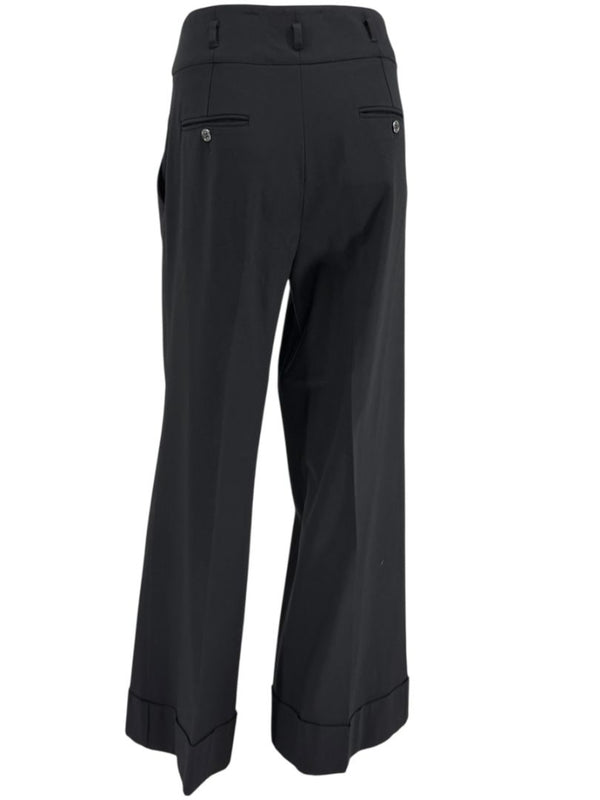 Dolce & Gabbana Black Wide-Leg Cuffed Trousers – IT 46