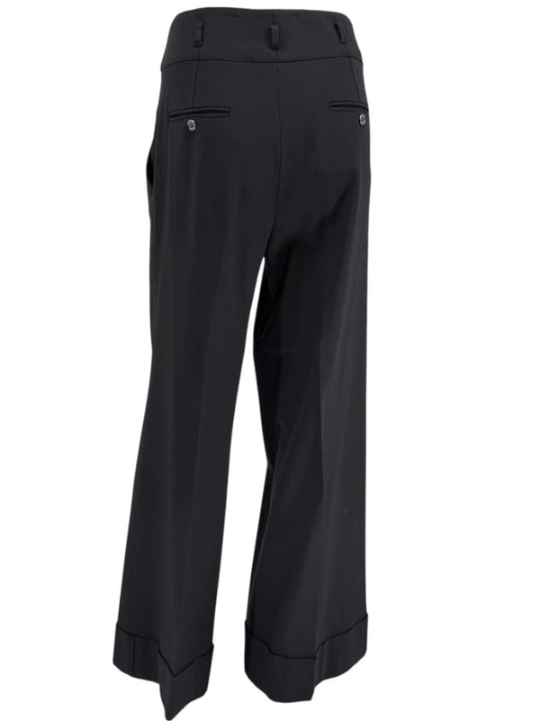 Dolce & Gabbana Black Wide-Leg Cuffed Trousers – IT 46