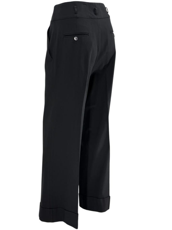 Dolce & Gabbana Black Wide-Leg Cuffed Trousers – IT 46