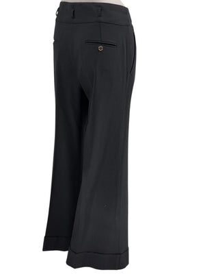 Dolce & Gabbana Black Wide-Leg Cuffed Trousers – IT 46