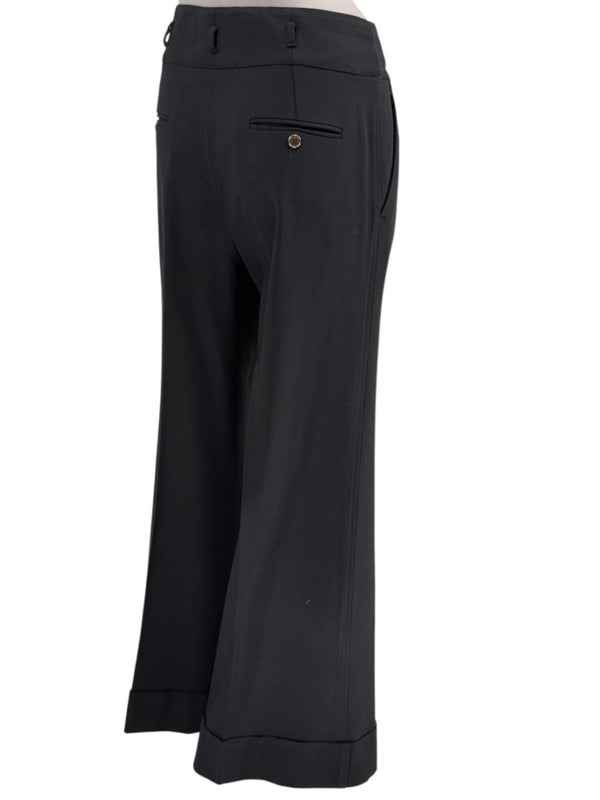 Dolce & Gabbana Black Wide-Leg Cuffed Trousers – IT 46