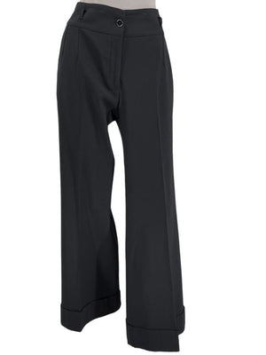 Dolce & Gabbana Black Wide-Leg Cuffed Trousers – IT 46