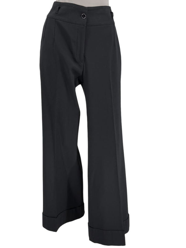 Dolce & Gabbana Black Wide-Leg Cuffed Trousers – IT 46