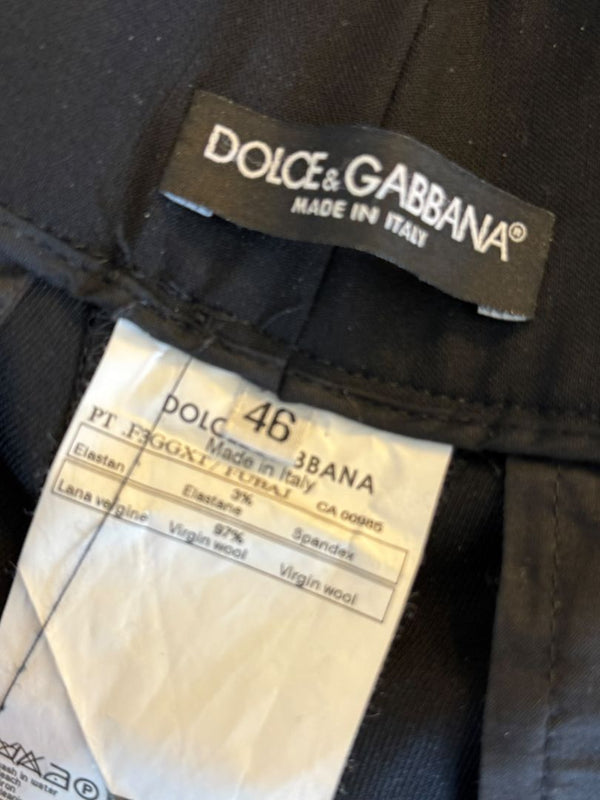 Dolce & Gabbana Black Wide-Leg Cuffed Trousers – IT 46