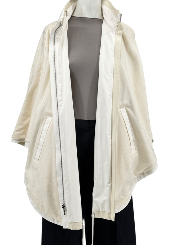 Loro Piana Reversible Hooded Cape Off-White Technical Fabric Made in Italy – Size L