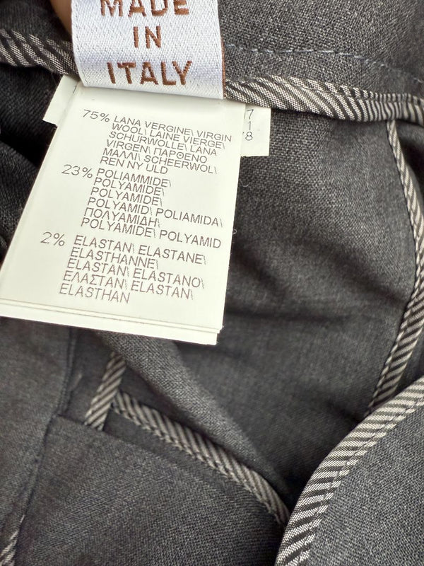 Brunello Cucinelli Charcoal Wool Trousers with MONILI Trim – Size IT 46 / US 10