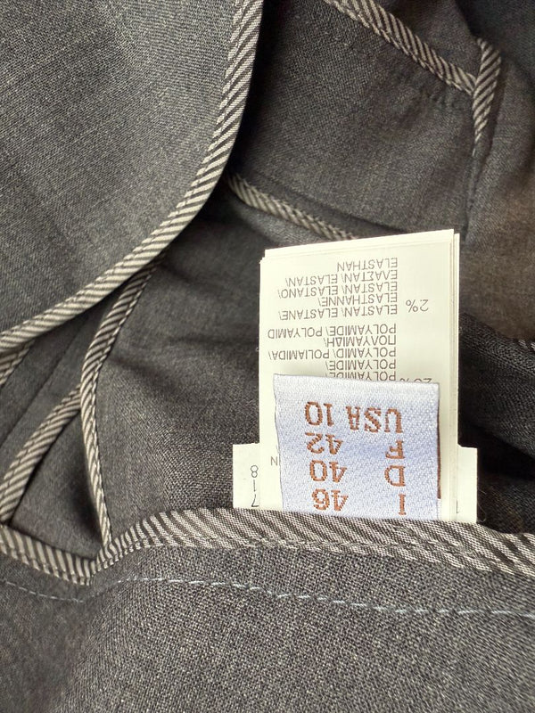 Brunello Cucinelli Charcoal Wool Trousers with MONILI Trim – Size IT 46 / US 10