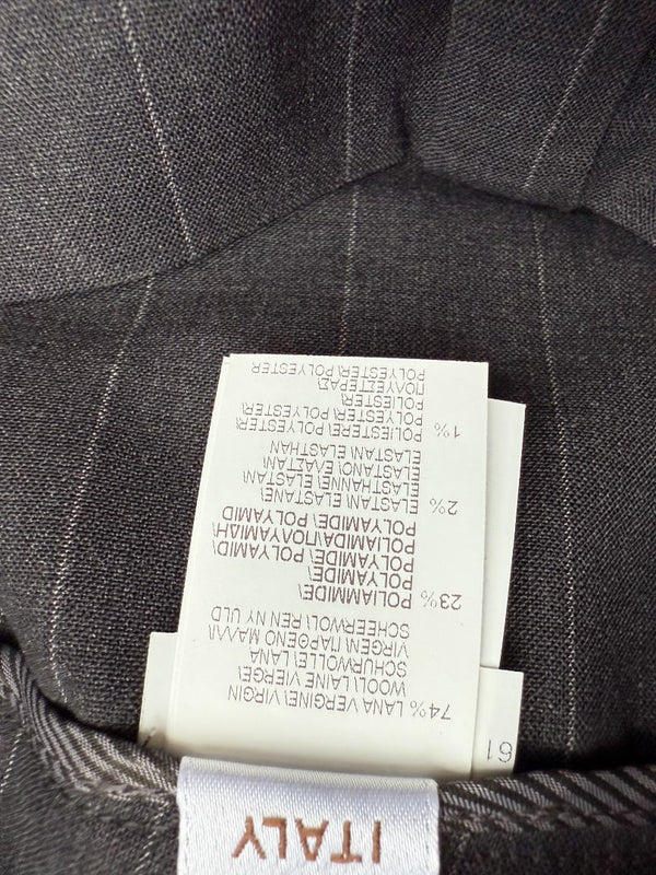 Brunello Cucinelli Charcoal Pinstripe Wool Pants with MONILI Trim – Size IT 46 / US 10