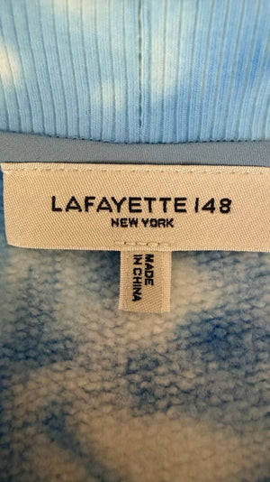 Lafayette 148 New York XL Blue White Tie Dye Sweatshirt Cotton Oversized Pullover
