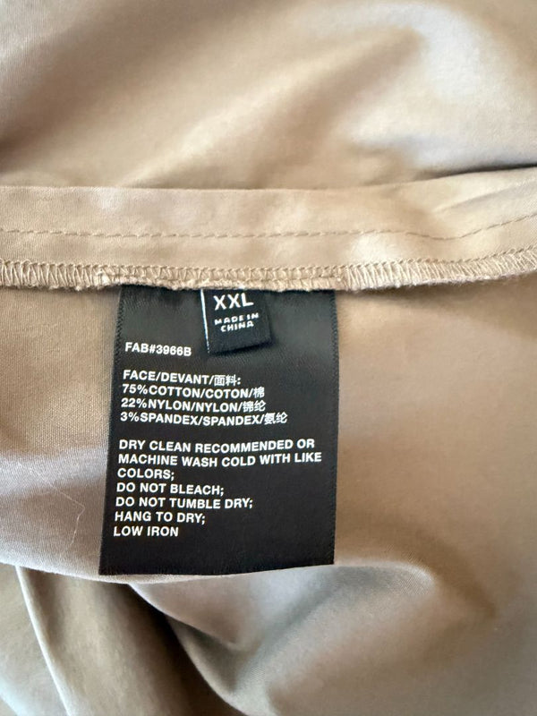 Lafayette 148 New York Taupe Shirt Dress XXL Cotton Blend Collared Pocket Shift Dress