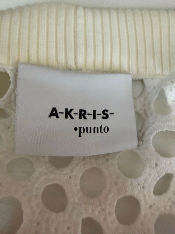 Akris Punto Ivory Openwork Knit 2-Piece Sweater Set – Cardigan Size 16 | Shell Size 14