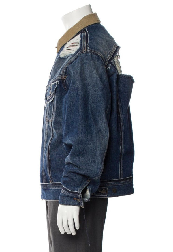 Maison Margiela x Pendleton Distressed Wool-Lined Denim Jacket – Indigo Blue | Size 52