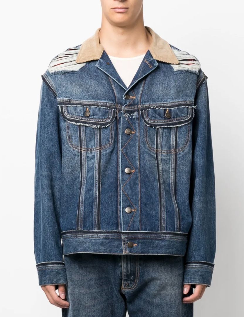 Maison Margiela x Pendleton Distressed Wool-Lined Denim Jacket – Indigo Blue | Size 52