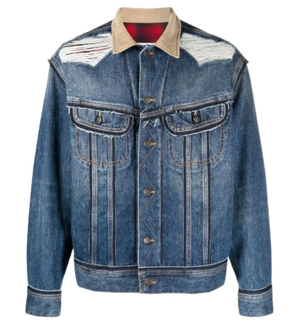 Maison Margiela x Pendleton Distressed Wool-Lined Denim Jacket – Indigo Blue | Size 52