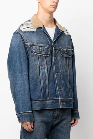 Maison Margiela x Pendleton Distressed Wool-Lined Denim Jacket – Indigo Blue | Size 52