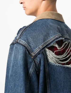 Maison Margiela x Pendleton Distressed Wool-Lined Denim Jacket – Indigo Blue | Size 52