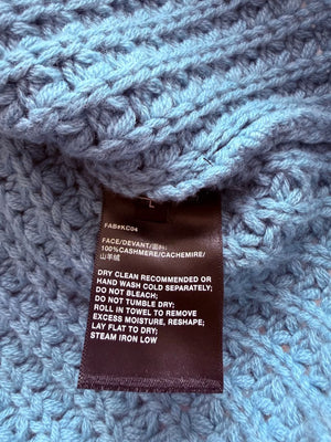 Lafayette 148 NY 100% Cashmere Waffle Knit Sweater Dusty Blue Size Large