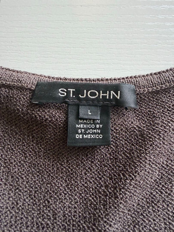 St. John Chocolate Brown Santana Knit 3-Piece Pant Set – Jacket, Tank & Pants Large/14