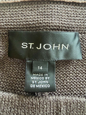St. John Chocolate Brown Santana Knit 3-Piece Pant Set – Jacket, Tank & Pants Large/14