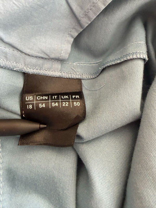 Lafayette 148 New York Wide Leg Cropped Pants Size 18 Blue Cotton Cashmere High Rise Career Casual