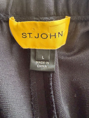 St. John Black Elastic Waist Wide-Leg Pants – Size Large