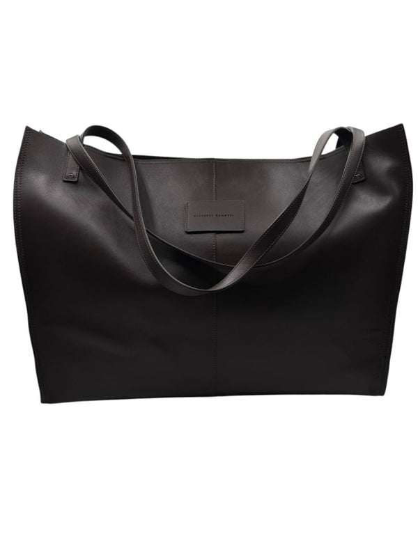 Giuseppe Zanotti Men's Oversized Leather Travel Tote Bag – Dark Brown | Made in Italy