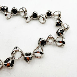 Di Modolo Sterling Silver Black Onyx Link Necklace & Openwork Earrings Set