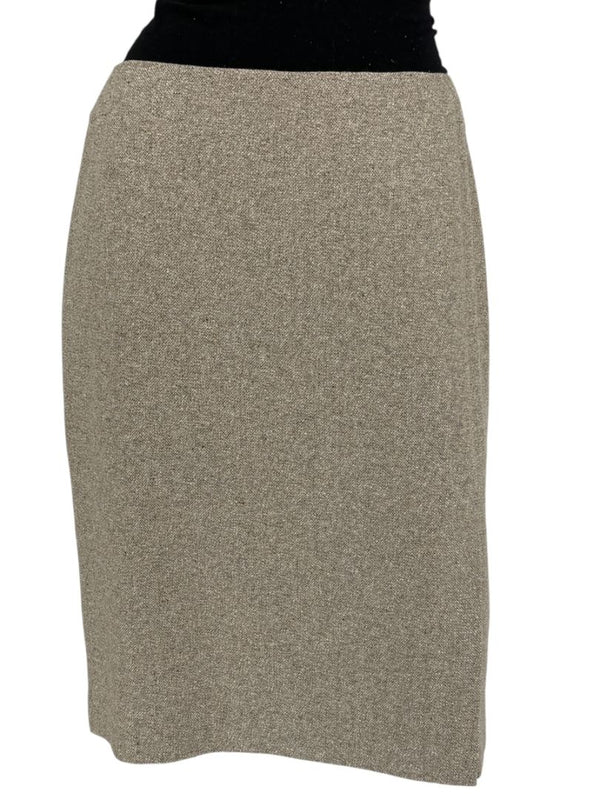 Anne Klein Wool Silk Cashmere Blend Pencil Skirt Beige Textured Size 8