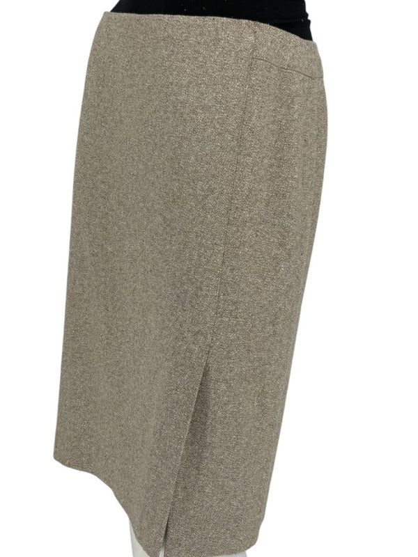 Anne Klein Wool Silk Cashmere Blend Pencil Skirt Beige Textured Size 8