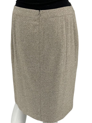 Anne Klein Wool Silk Cashmere Blend Pencil Skirt Beige Textured Size 8