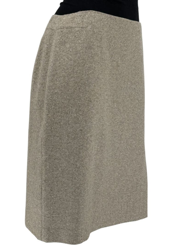 Anne Klein Wool Silk Cashmere Blend Pencil Skirt Beige Textured Size 8