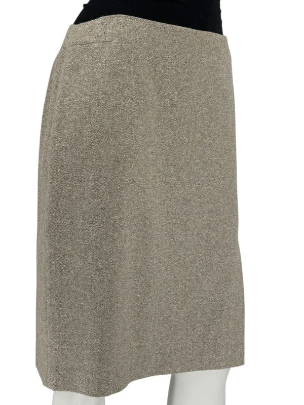 Anne Klein Wool Silk Cashmere Blend Pencil Skirt Beige Textured Size 8