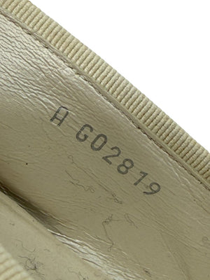 Chanel Ivory Leather Ballet Flats with Black CC Cap Toe – Size 39