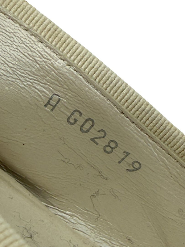 Chanel Ivory Leather Ballet Flats with Black CC Cap Toe – Size 39