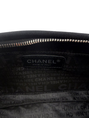 Chanel Black Satin Baguette Pochette Beaded Shoulder Bag